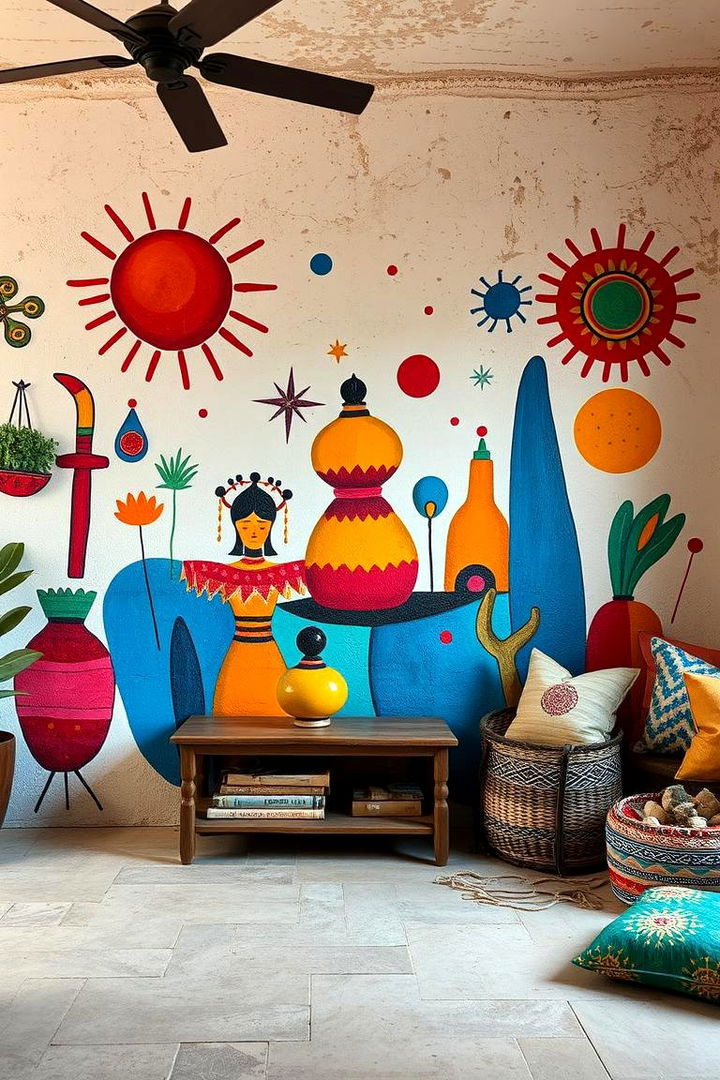 Hand painted Murals - 22 Boho Decor Ideas