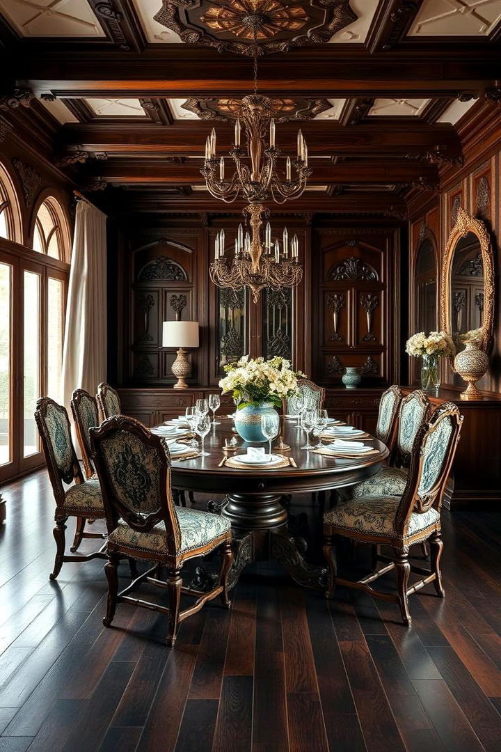 Handcrafted Artisan Details - 22 dark wood floor dining room ideas