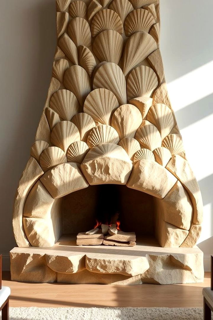 Handcrafted Artisan Shell - 22 Rustic Outdoor Fireplace Ideas