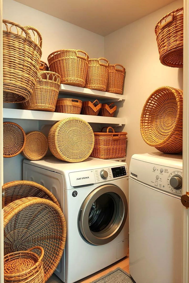 Handcrafted Baskets for Organization - 22 Boho Laundry Room Ideas