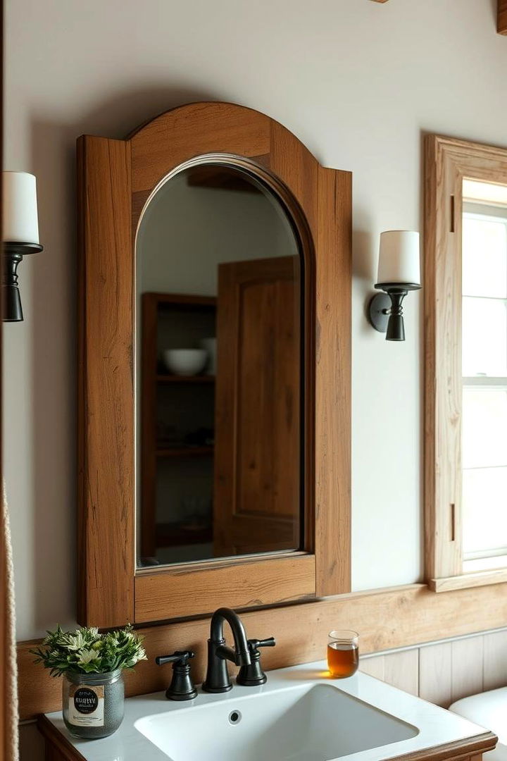 Handcrafted Farmhouse Accents - 22 Farmhouse Bathroom Mirrors Ideas