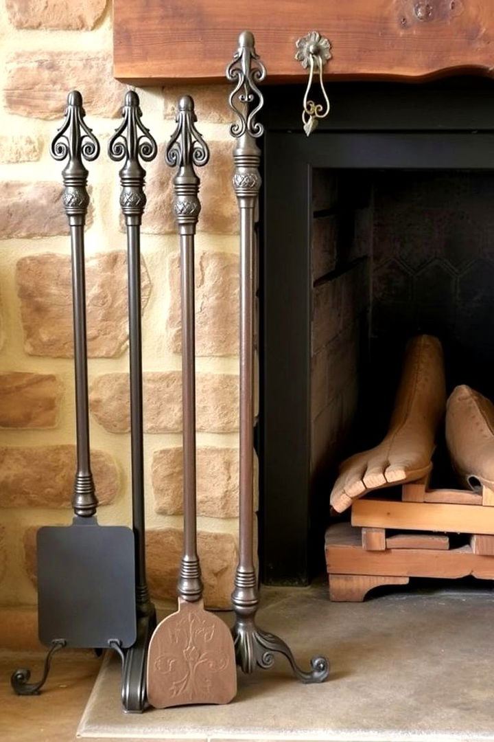 Handcrafted Fireplace Tools - 22 Farmhouse Fireplace Ideas