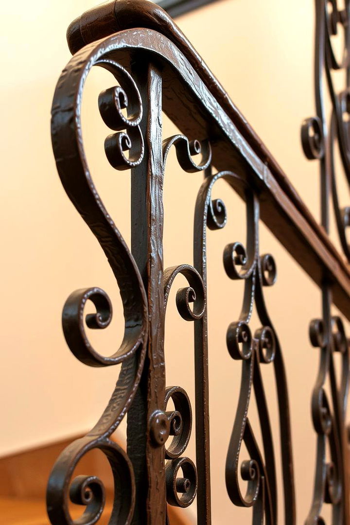 Handcrafted Iron Artistry - 22 Farmhouse Rustic Stair Railing Ideas