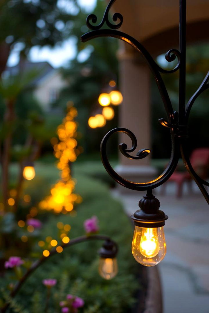 Handcrafted Iron Details and Garden Lighting - 22 Cottagecore House Exterior Ideas