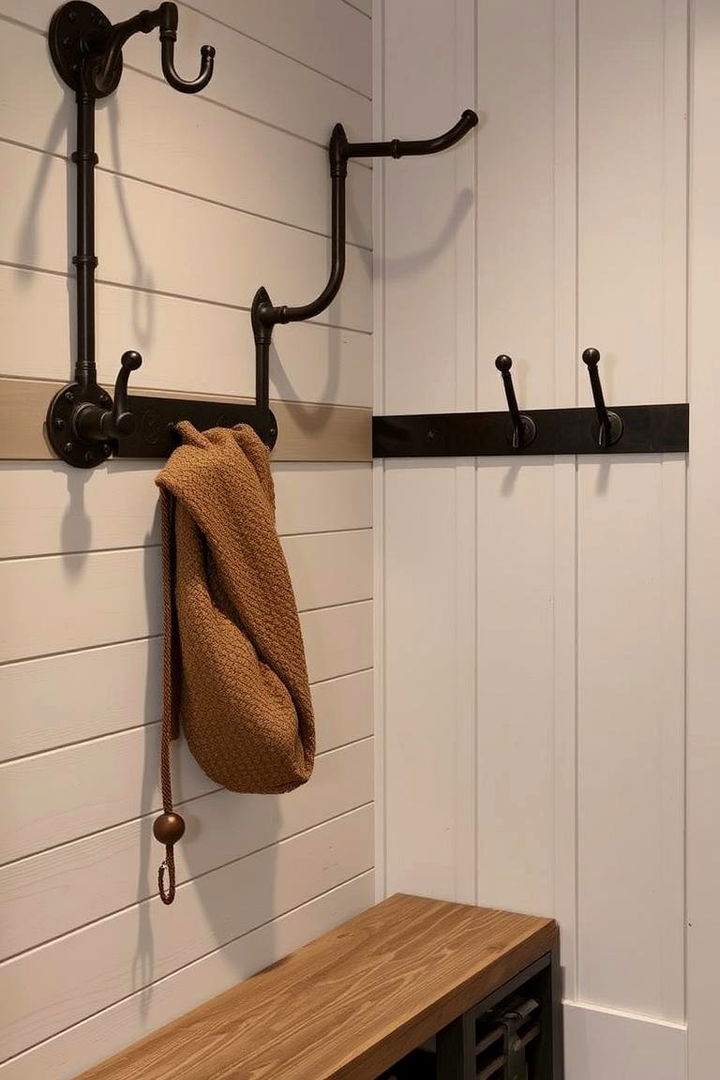 Handcrafted Metal Fixtures - 22 Farmhouse Mudroom Ideas