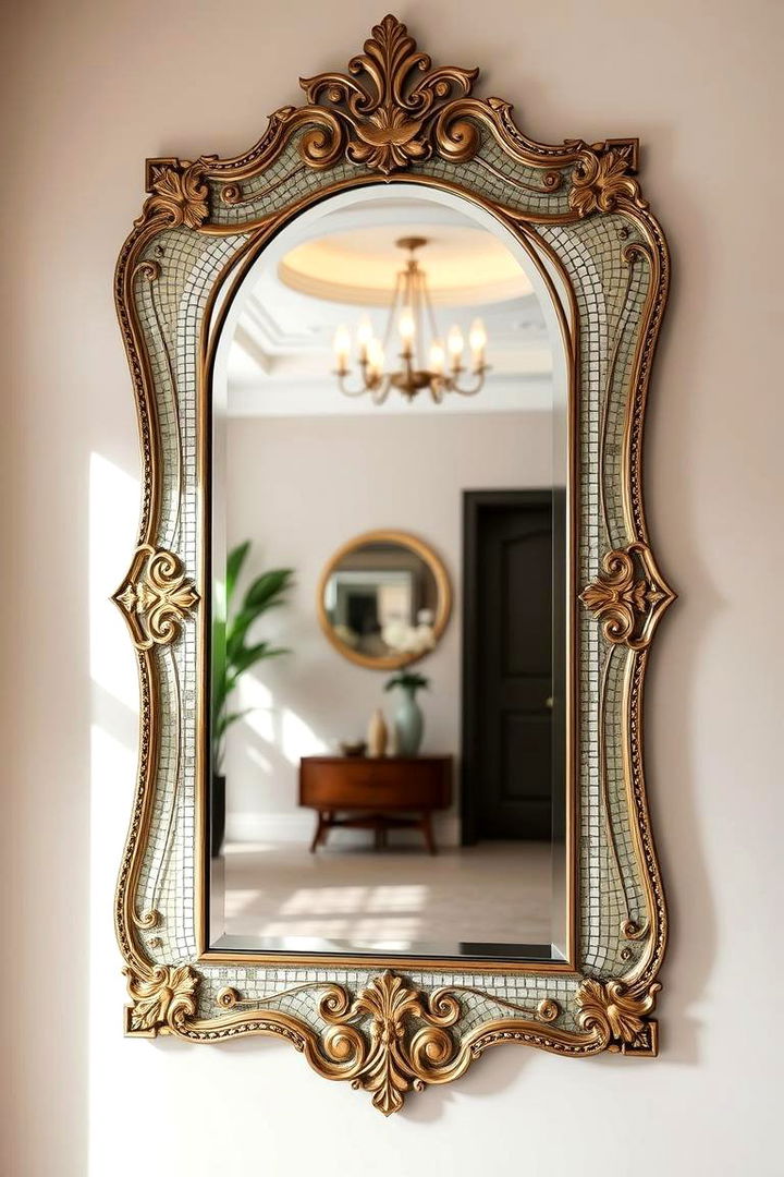 Handcrafted Mirror Focal Point - 22 Boho Hallway Ideas
