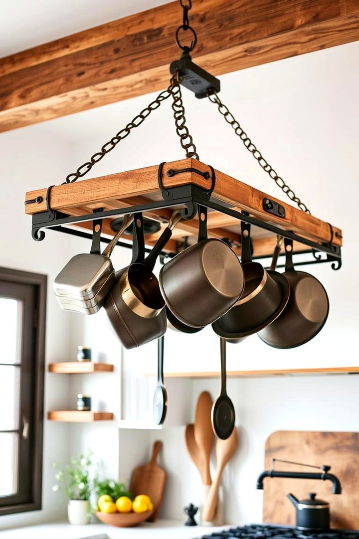 Handcrafted Pot Racks - 22 Farmhouse Kitchen Ideas