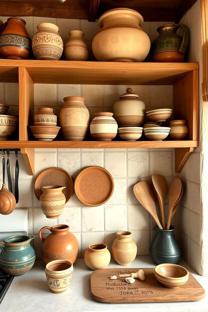 Handcrafted Pottery Display - 22 Southwestern Kitchen Ideas