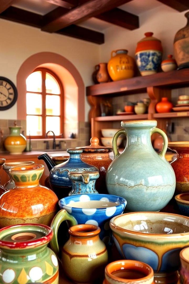 Handcrafted Pottery Displays - 22 Spanish Style Kitchen Ideas
