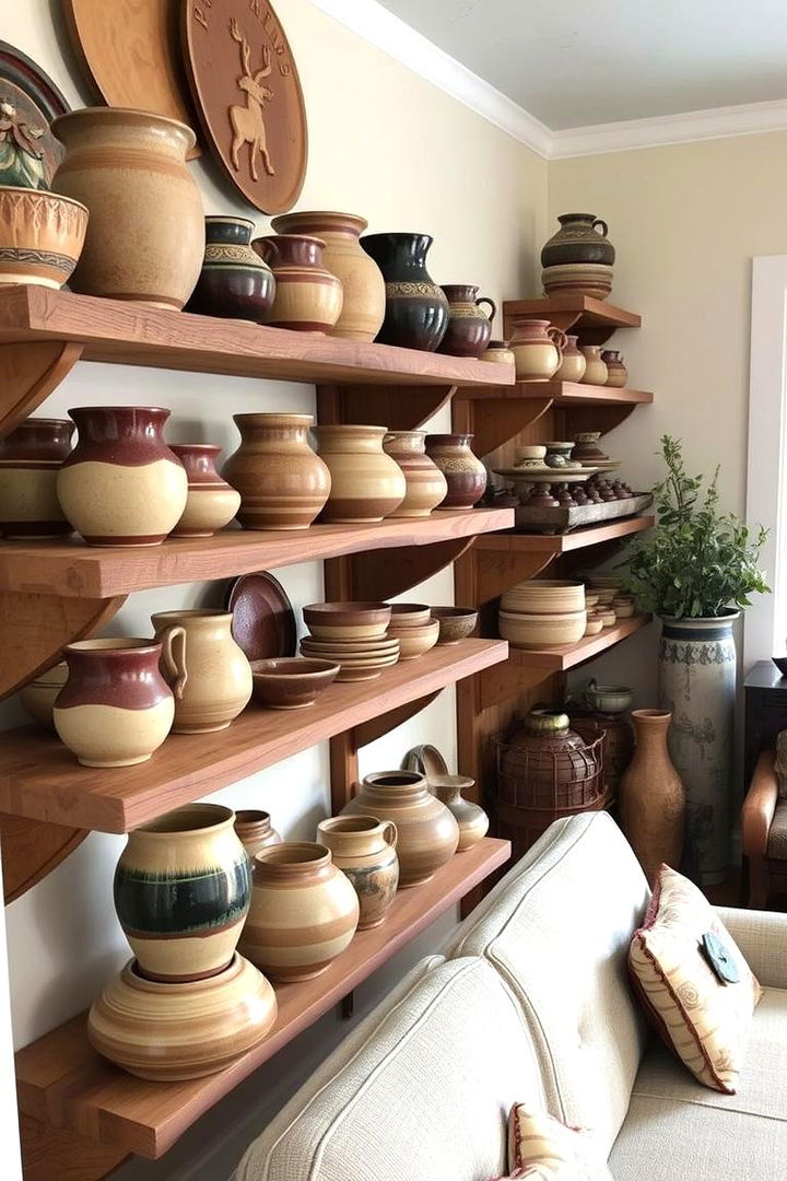 Handcrafted Pottery Displays - 22 Southwestern Living Room Ideas