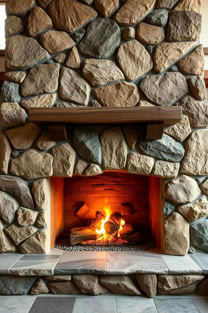 Handcrafted River Rock Finishes - 22 River Rock Fireplace Ideas