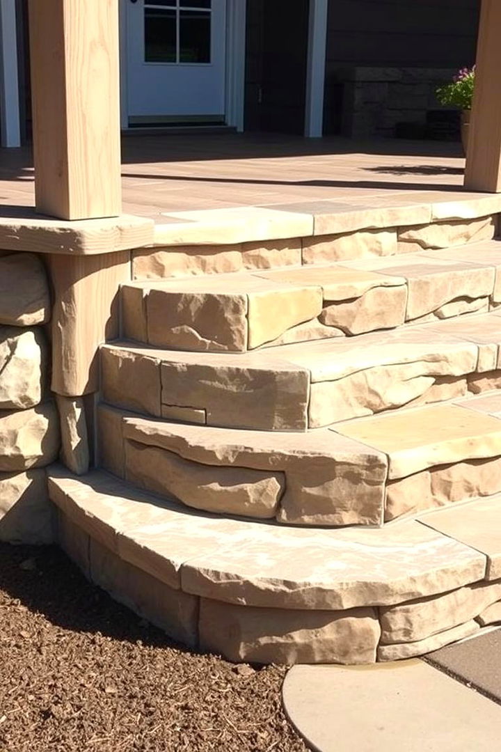 Handcrafted Stone Inspired Steps - 22 Deck Steps Ideas