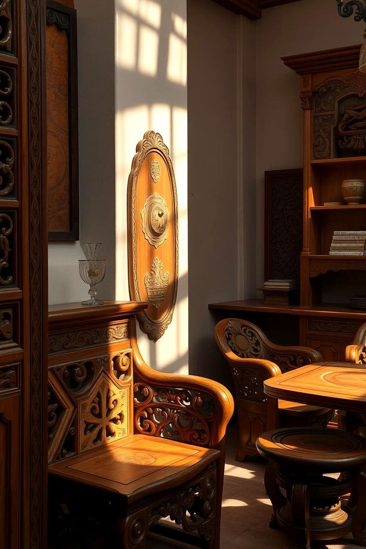 Handcrafted Wooden Furniture with Cultural Flair - 22 Bohemian Moroccan Living Room Ideas