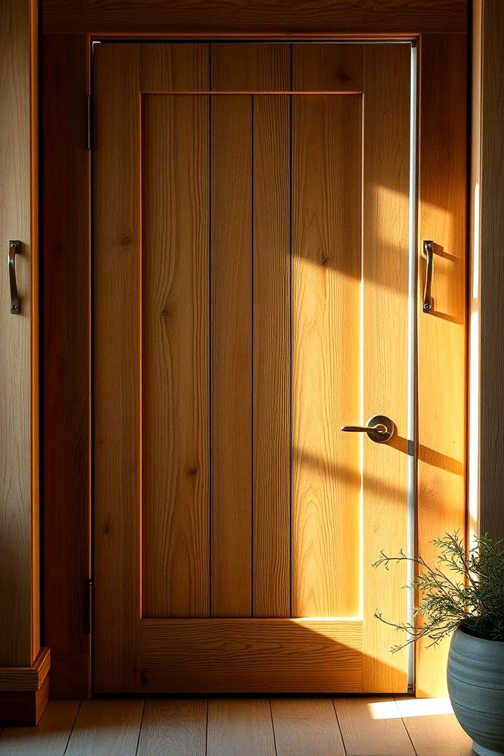 Handcrafted Wooden Panels - 22 Farmhouse Front Door Ideas