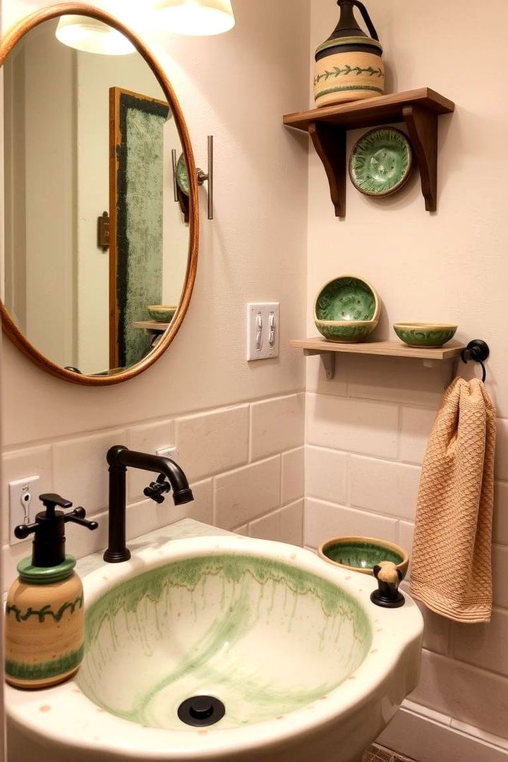 Handmade Pottery - 22 Small Green Bathroom Ideas
