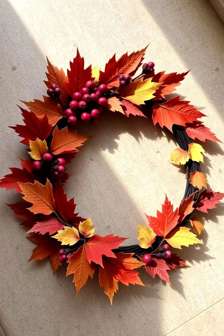 Handmade Wreaths with Fall Foliage - 22 Fall Decor Ideas