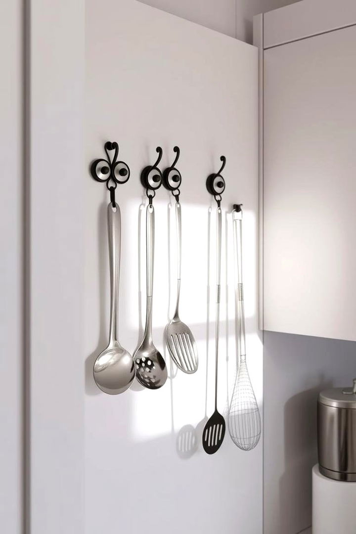 Hang Hooks for Utensils - 22 Kitchen Cabinet Organization Ideas