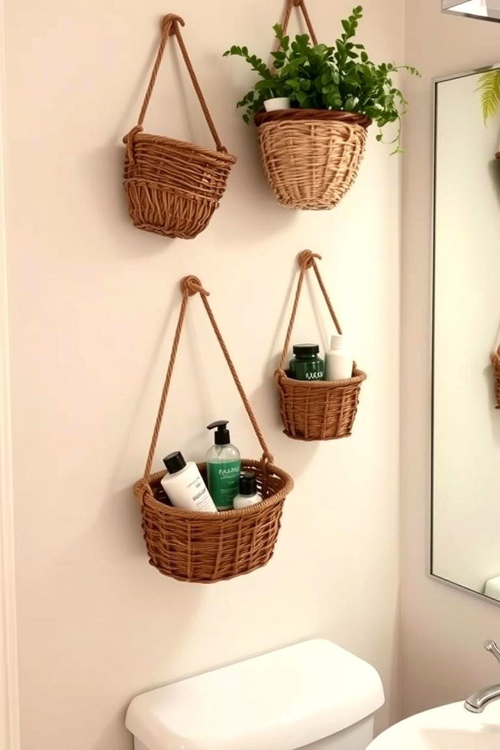 Hanging Baskets for Versatile Storage Solutions - 22 Bathroom Wall Storage Ideas
