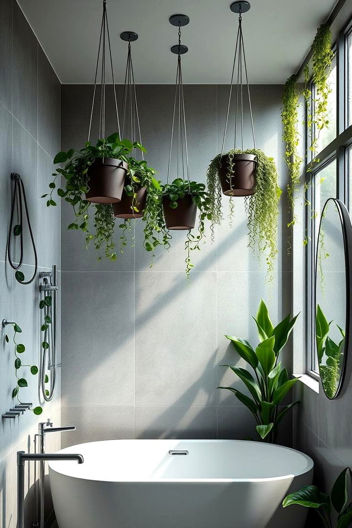 Hanging Planter Display - 22 Greenhouse Bathroom Ideas