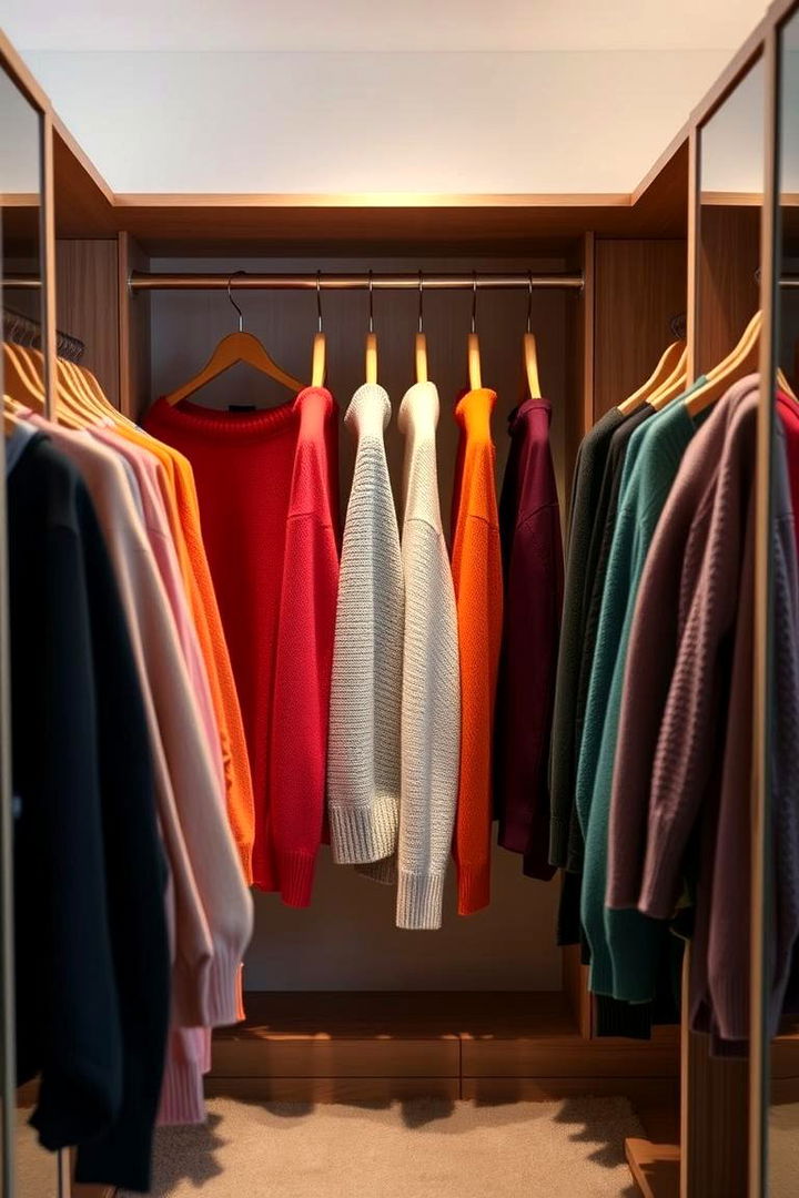 Hanging Sweater Organization in a Wardrobe - 22 sweater storage ideas