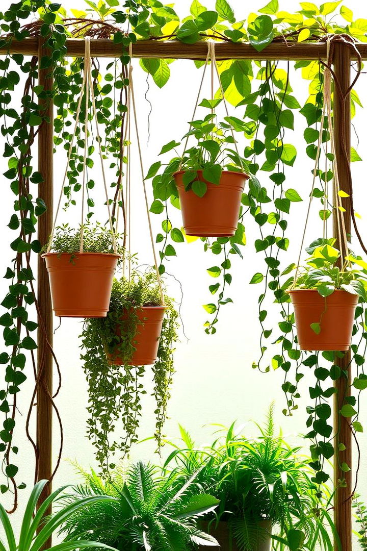 Hanging Trellis Garden - 22 Balcony Trellis Ideas