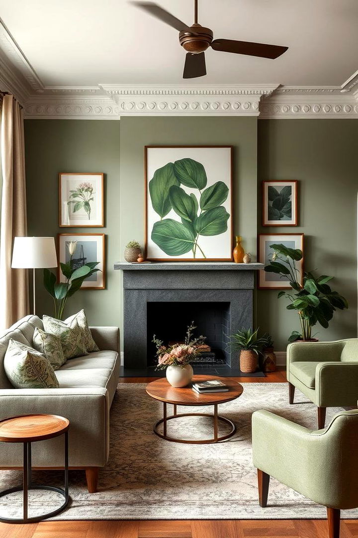Harmonious Art and Nature Blend - 22 Rustic Sage Green Living Room Ideas