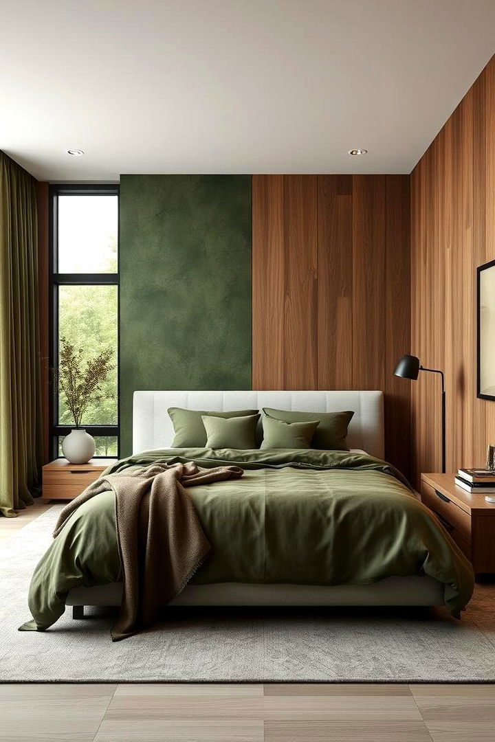 Harmonious Balance Integrating Green with Brown Tones - 22 Green and Brown Bedroom Ideas