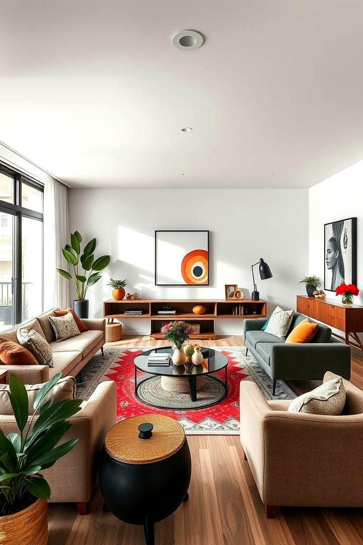 Harmonious Blend of Modern and Boho - 22 Colorful Boho Living Room Ideas