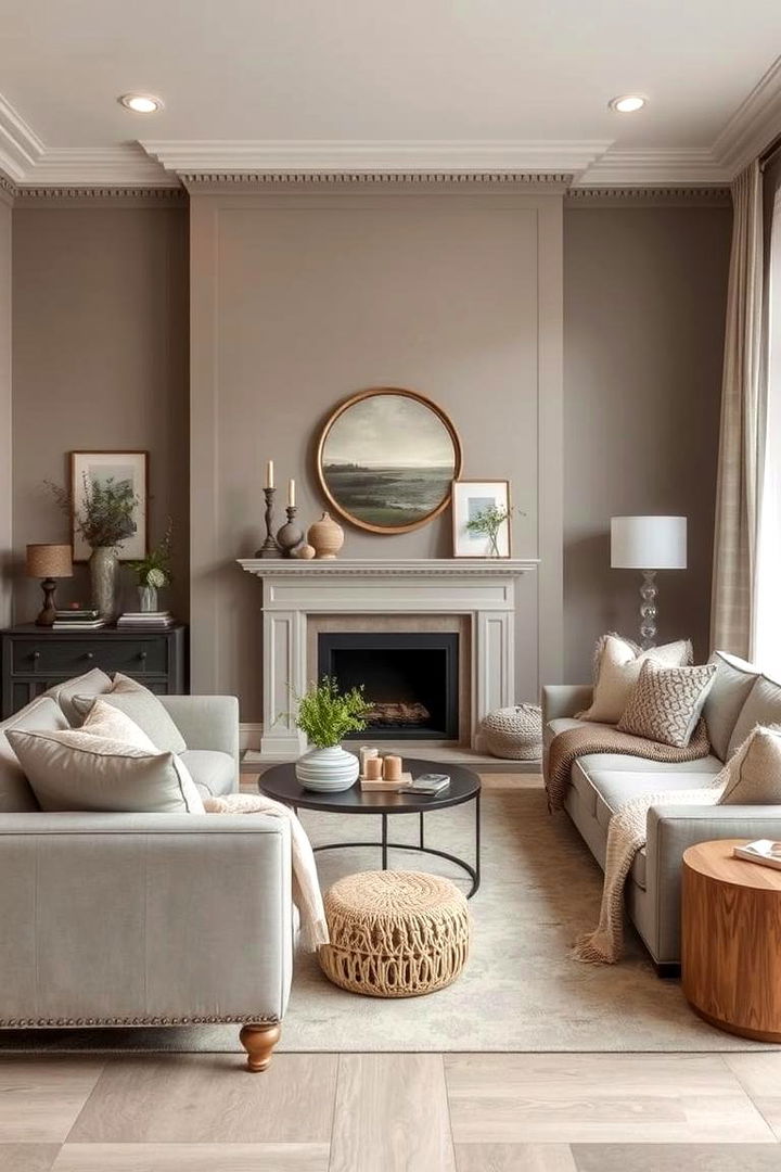 Harmonious Blend of Warm Grey Tones - 22 Grey Living Room Ideas