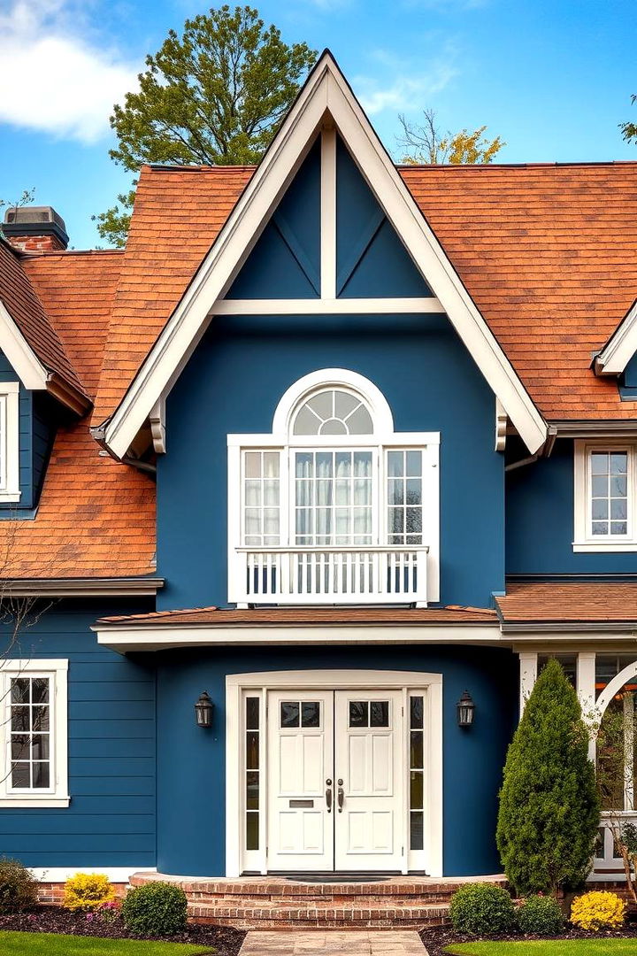 Harmonious Blend - 22 blue exterior home with a brown roof ideas