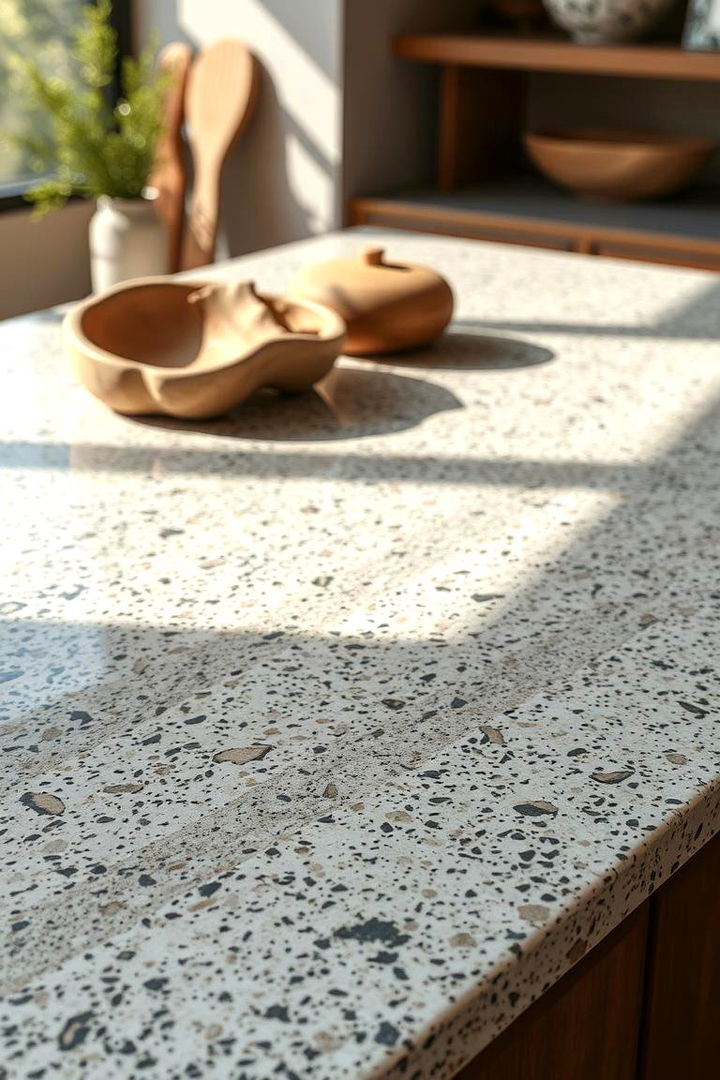 Harmonious Blending with Natural Elements - 22 Terrazzo Kitchen Countertops
