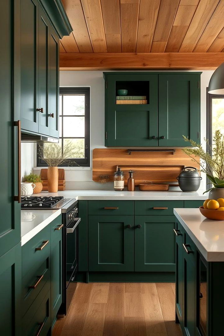 Harmonious Blends of Forest Green and Wood - 22 Forest Green Kitchen Ideas