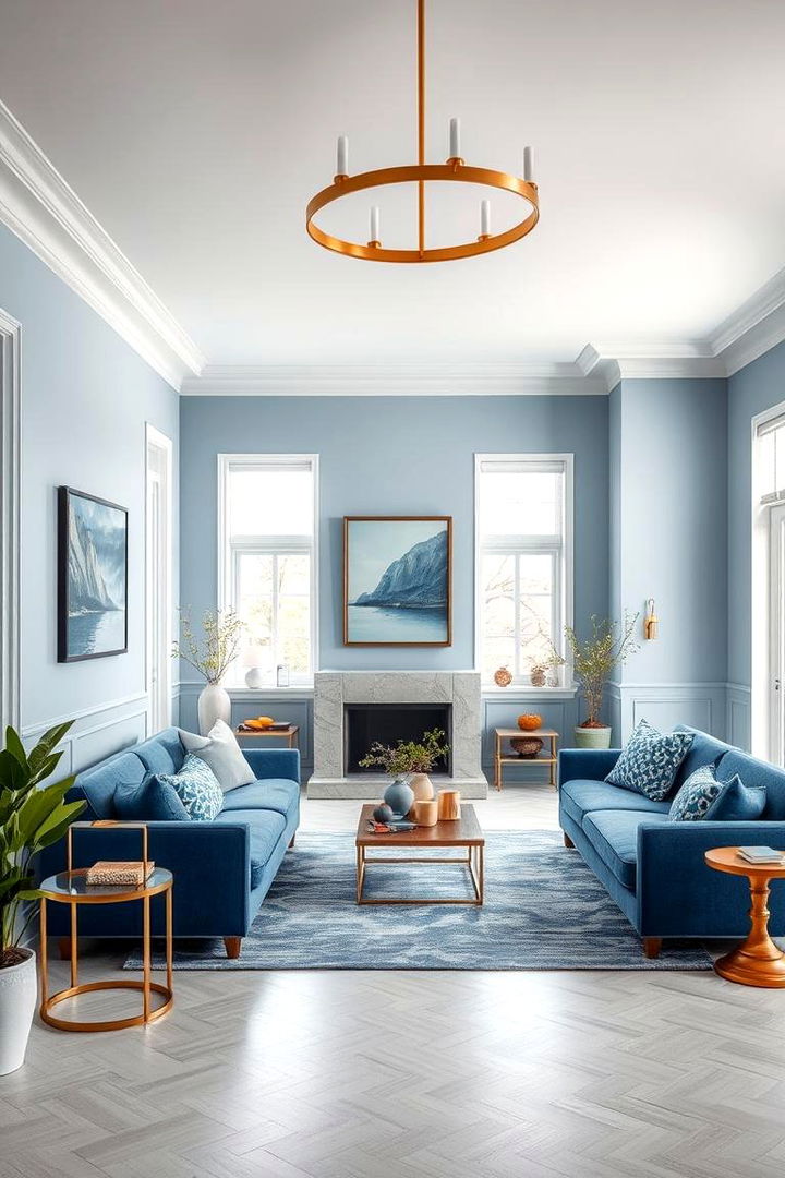 Harmonious Color Balance - 22 Blue and Gold Living Room Ideas