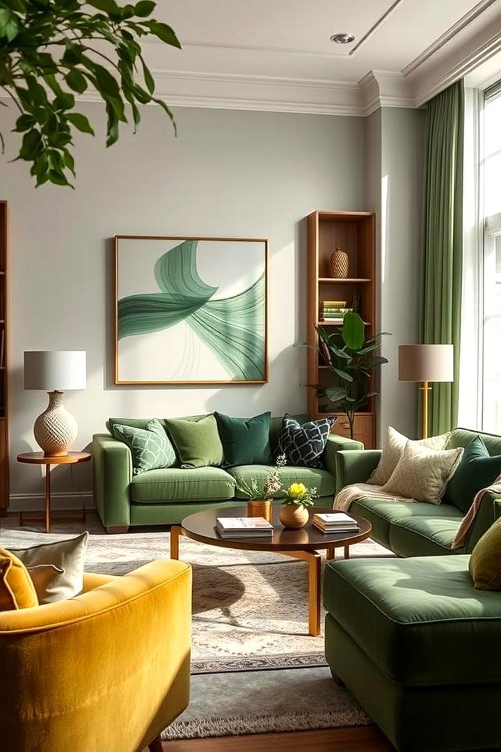 Harmonious Color Balance - 22 Green and Gold Living Room Ideas