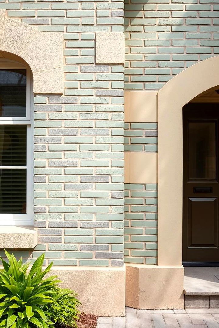 Harmonious Color Balancing - 22 Sage Green Painted Brick House Ideas