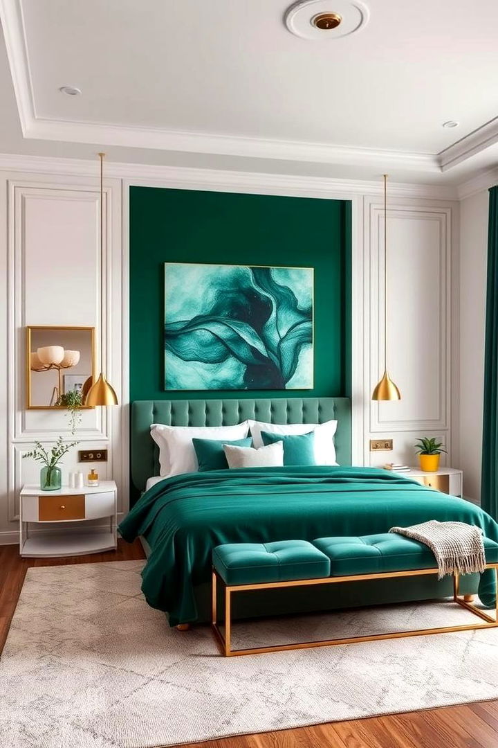 Harmonious Color Balancing - 22 Emerald Green and Gold Bedroom Ideas