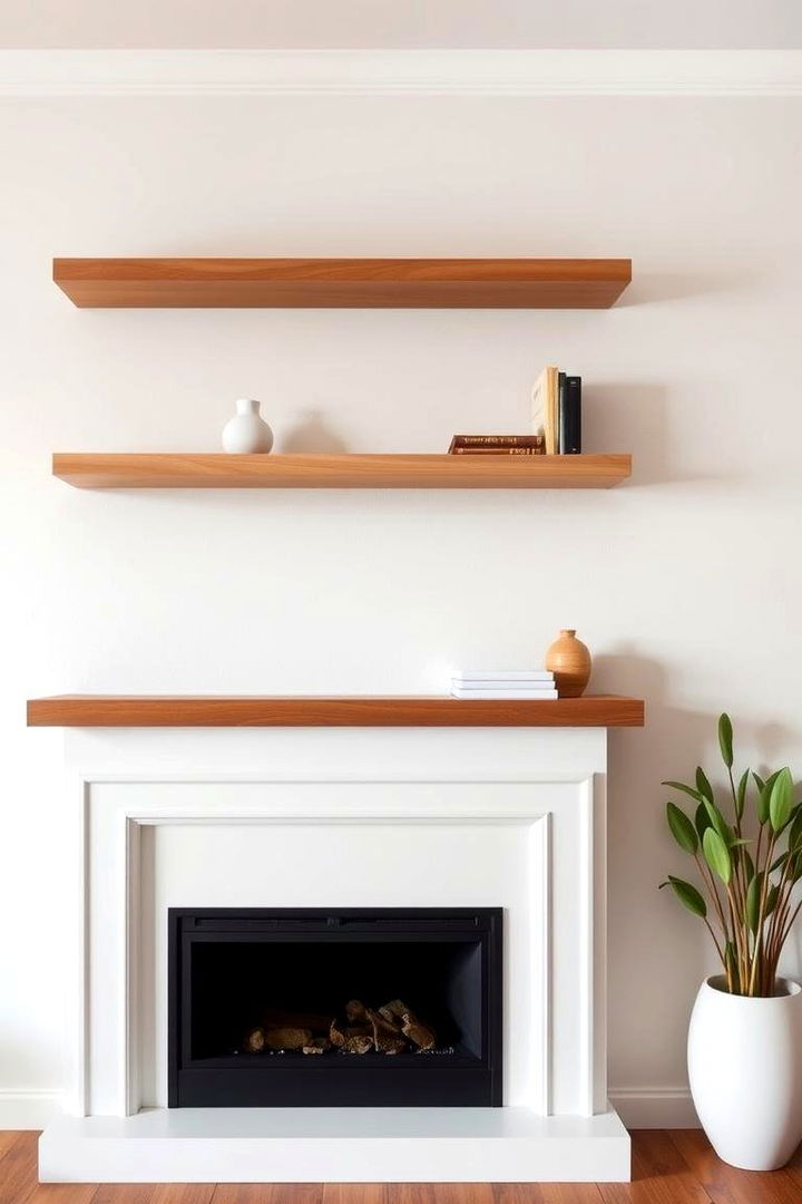 Harmonious Color Blends - 22 Fireplace Floating Shelves Design Ideas