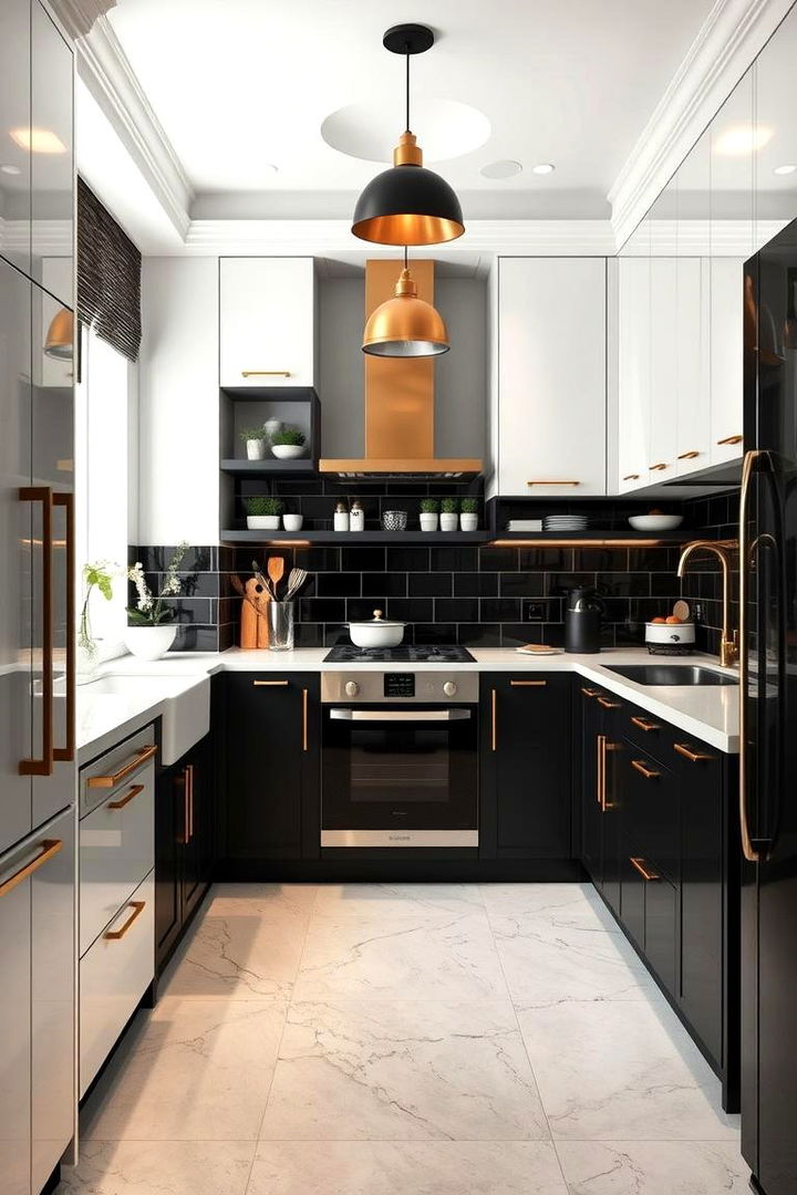 Harmonious Color Palette Fusion - 22 black white and gold kitchen ideas