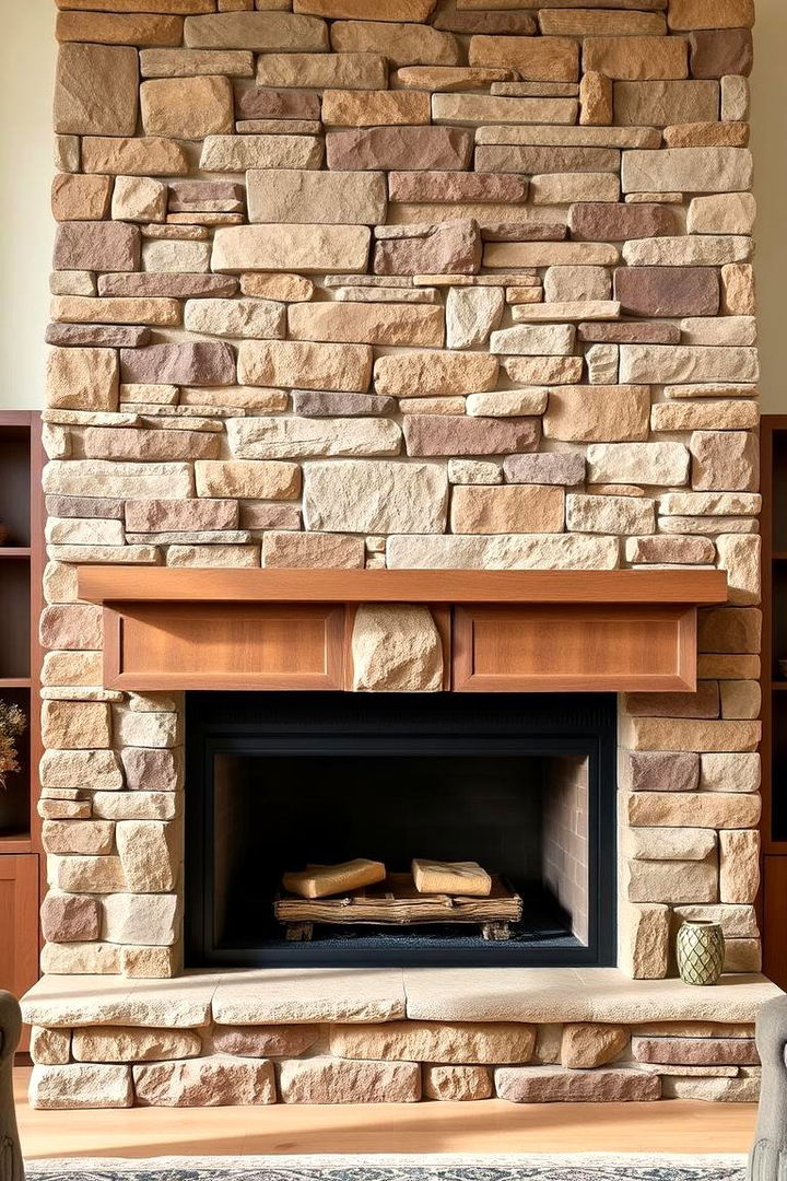 Harmonious Earth Tones - 22 Floor-to-Ceiling Stone Fireplace Ideas