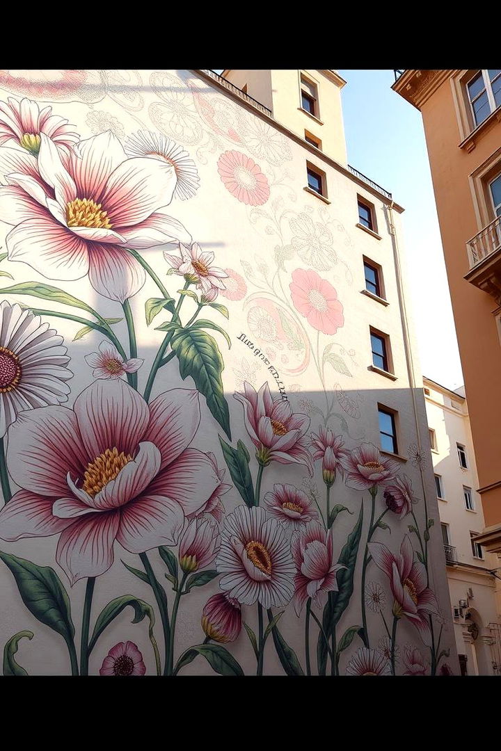Harmonious Flower Integration - 22 Flower Murals on Buildings