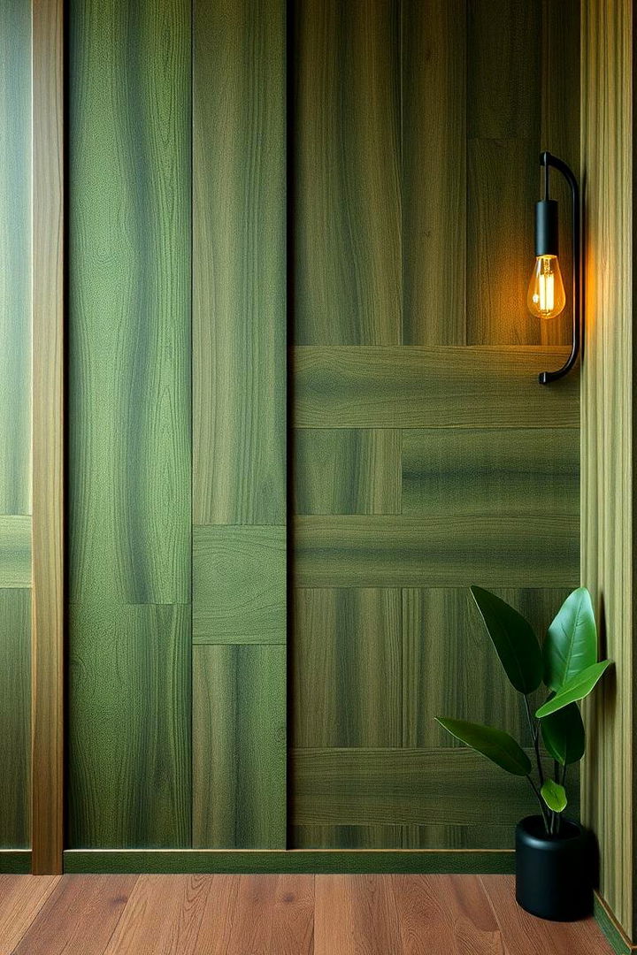 Harmonious Green and Wood - 22 Green Panelling Bedroom Ideas