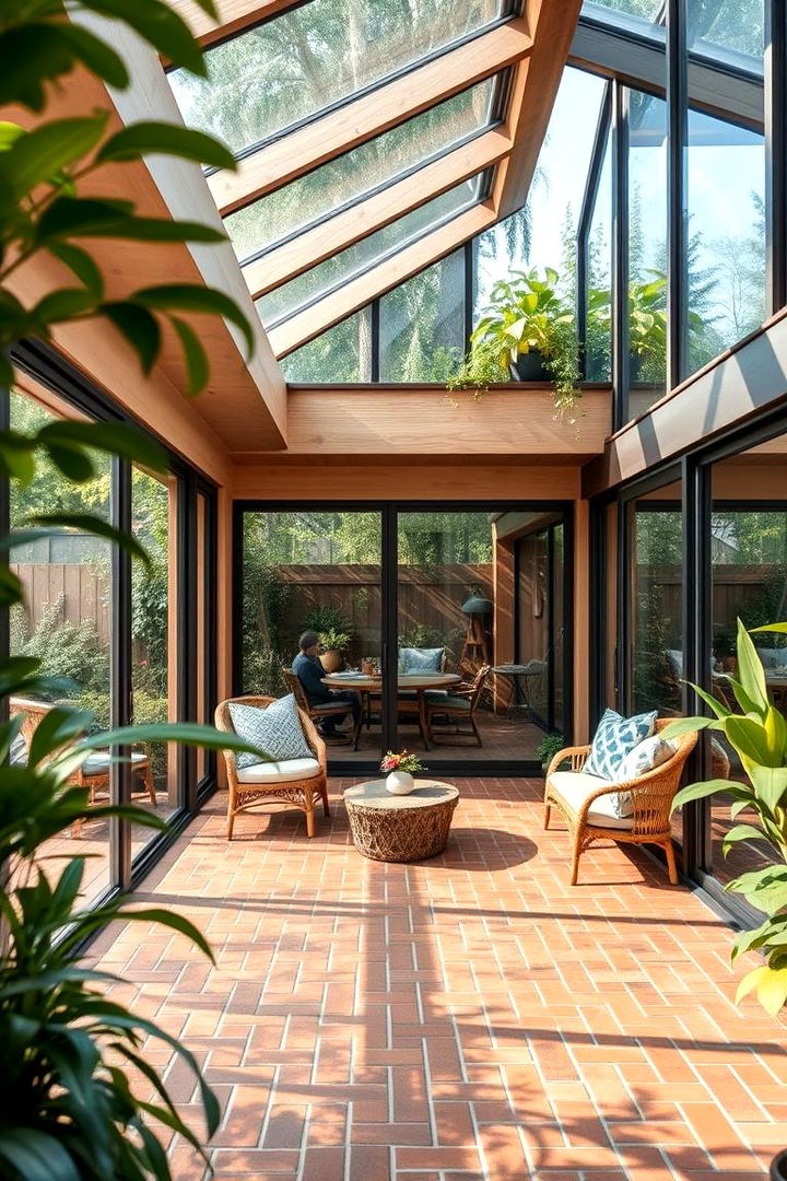 Harmonious Indoor Outdoor Blend - 22 Brick Floor Sunroom Ideas