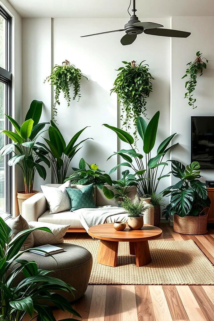 Harmonious Indoor Plants - 22 Forest Green Living Room Ideas