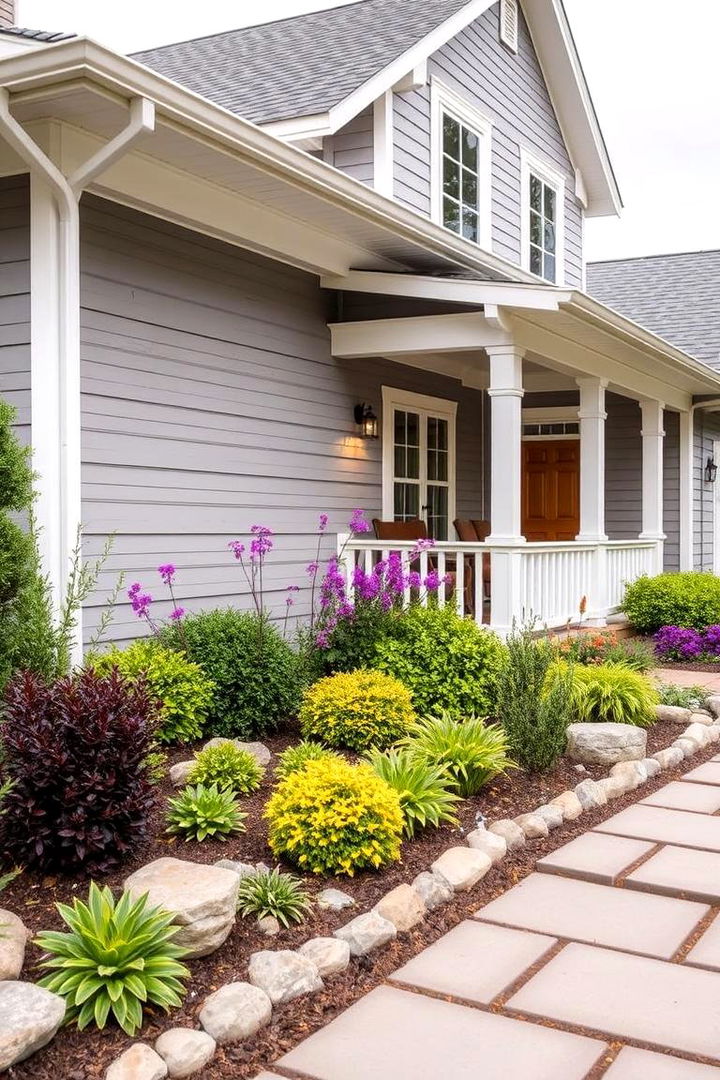 Harmonious Landscape and Home Fusion - 22 Light Grey House With White Trim Design Ideas