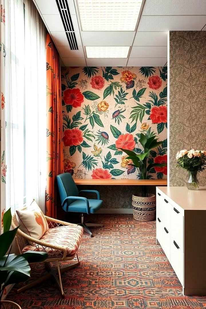 Harmonious Mixed Patterns - 22 Bohemian Home Office Ideas