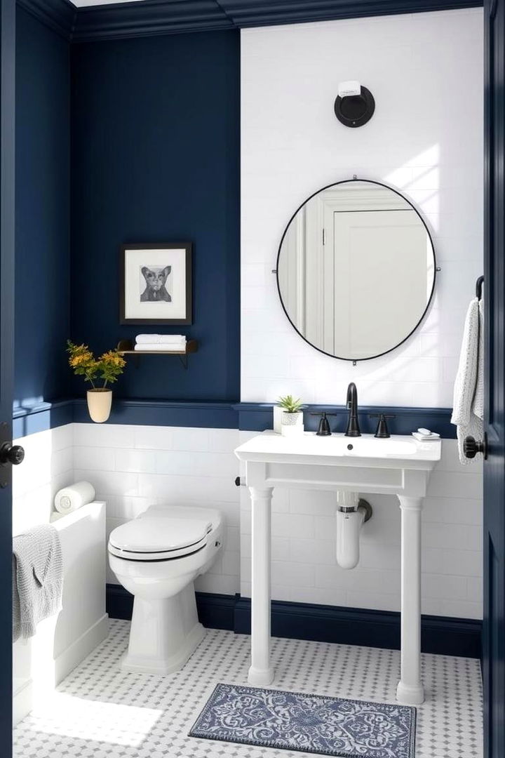 Harmonious Navy and White - 22 Navy Blue Bathroom Ideas
