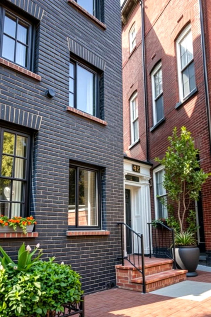 Harmonious Neighborhood Blend - 22 Black Brick House Exteriors