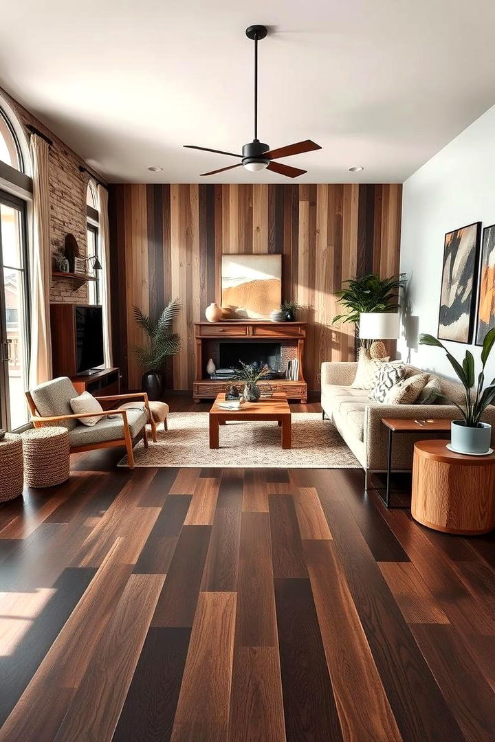 Harmonious Wood Tones - 22 Dark Brown Floor Living Room Ideas