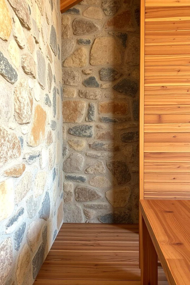 Harmonizing Stone and Wood Elements - 22 Log Cabin Interior Design Ideas