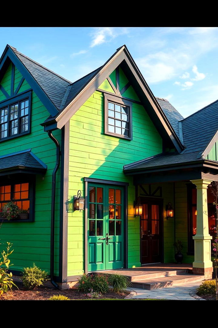 Harmony of Tradition and Modernity - 22 Green House Exterior With Black Trim
